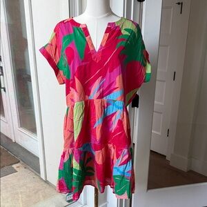 Vineyard Vines Pink Tropical Print Mini Dress